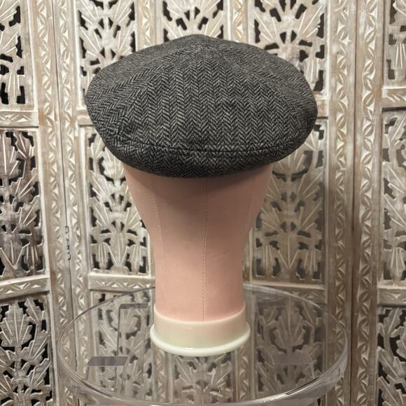 Unisex Black & Gray Hat Newsboy Walking Gatsby Cap 100% Pure Wool Donegal Tweed - Picture 3 of 9